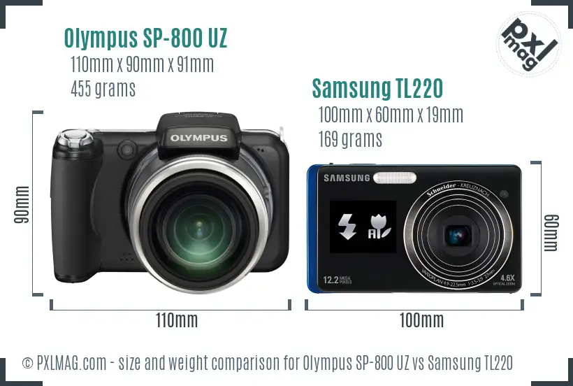 Olympus SP-800 UZ vs Samsung TL220 size comparison Olympus SP-800 UZ vs Samsung TL220 size comparison