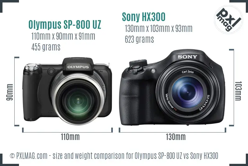 Olympus SP-800 UZ vs Sony HX300 size comparison
