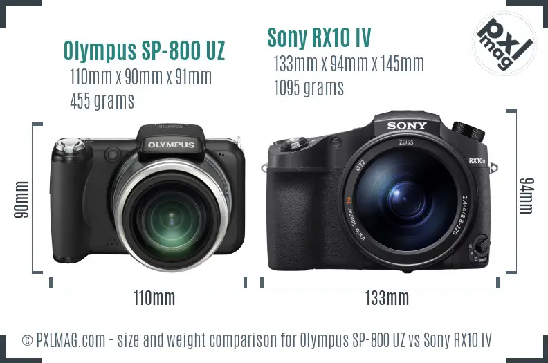 Olympus SP-800 UZ vs Sony RX10 IV size comparison