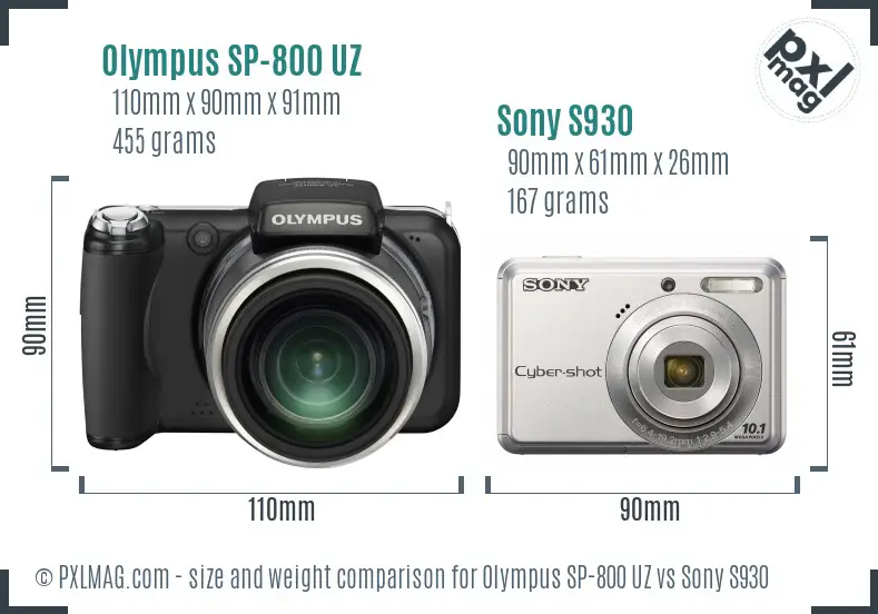 Olympus SP-800 UZ vs Sony S930 size comparison Olympus SP-800 UZ vs Sony S930 size comparison