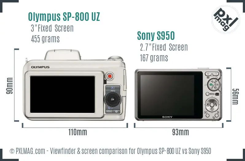 Olympus SP-800 UZ vs Sony S950 Screen and Viewfinder comparison Olympus SP-800 UZ vs Sony S950 Screen and Viewfinder comparison