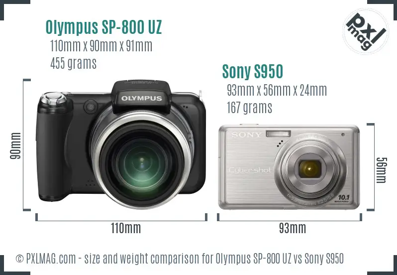 Olympus SP-800 UZ vs Sony S950 size comparison Olympus SP-800 UZ vs Sony S950 size comparison