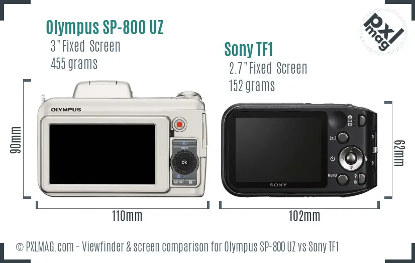 Olympus SP-800 UZ vs Sony TF1 Screen and Viewfinder comparison Olympus SP-800 UZ vs Sony TF1 Screen and Viewfinder comparison