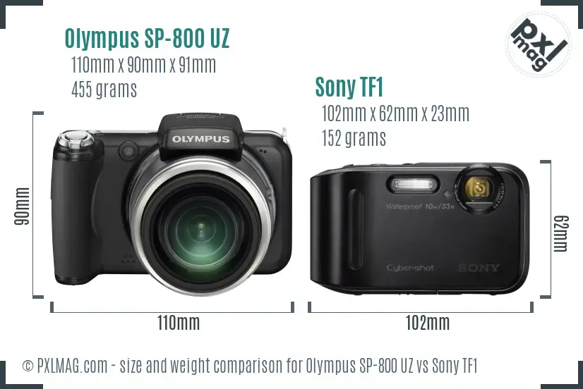 Olympus SP-800 UZ vs Sony TF1 size comparison Olympus SP-800 UZ vs Sony TF1 size comparison