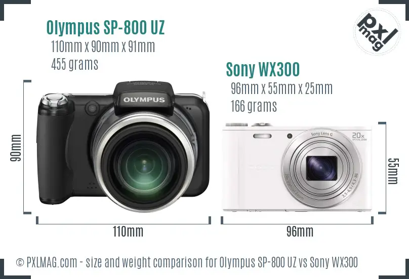 Olympus SP-800 UZ vs Sony WX300 size comparison