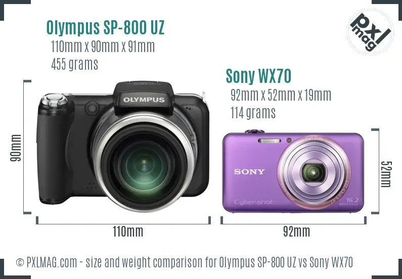 Olympus SP-800 UZ vs Sony WX70 size comparison