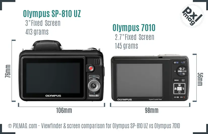 Olympus SP-810 UZ vs Olympus 7010 Screen and Viewfinder comparison