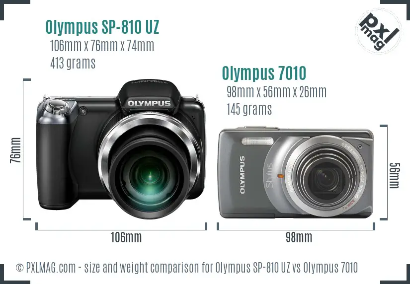 Olympus SP-810 UZ vs Olympus 7010 size comparison