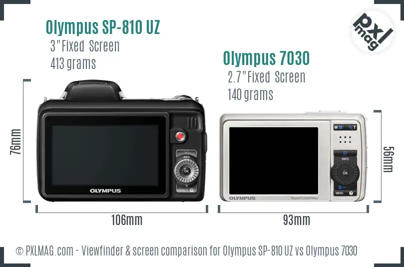 Olympus SP-810 UZ vs Olympus 7030 Screen and Viewfinder comparison