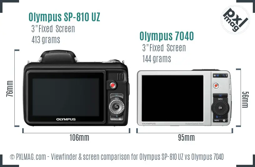 Olympus SP-810 UZ vs Olympus 7040 Screen and Viewfinder comparison