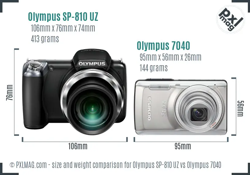 Olympus SP-810 UZ vs Olympus 7040 size comparison