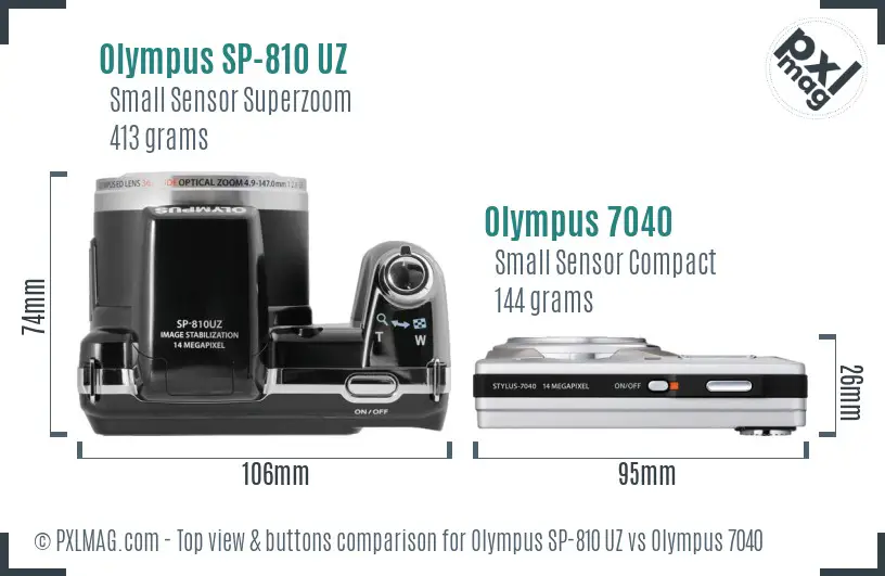 Olympus SP-810 UZ vs Olympus 7040 top view buttons comparison