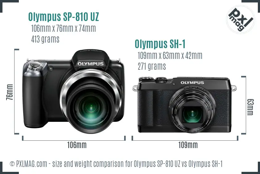 Olympus SP-810 UZ vs Olympus SH-1 size comparison