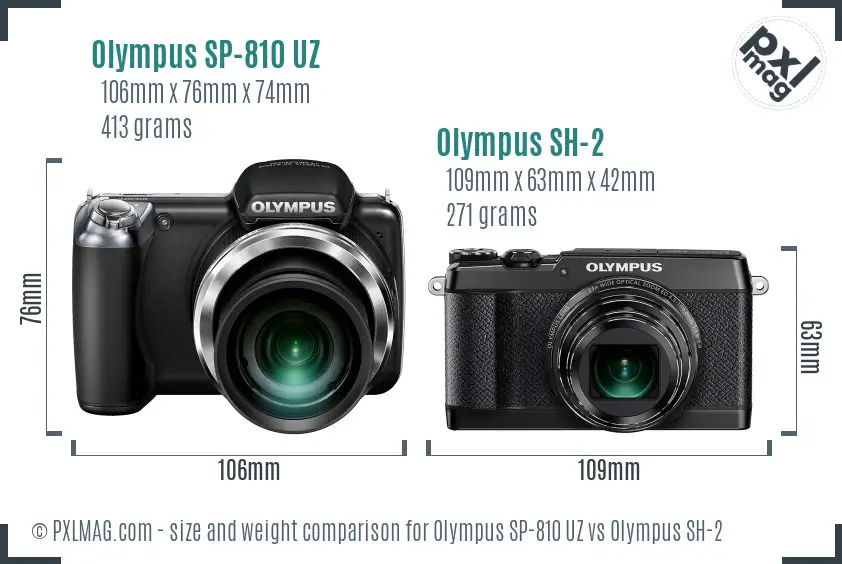 Olympus SP-810 UZ vs Olympus SH-2 size comparison