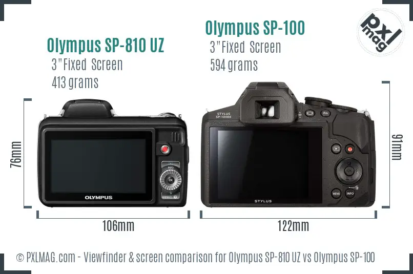 Olympus SP-810 UZ vs Olympus SP-100 Screen and Viewfinder comparison