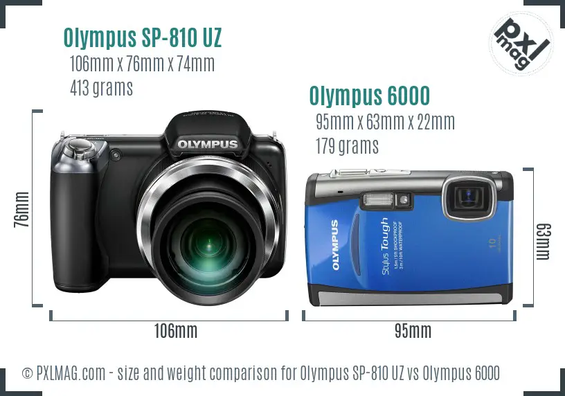 Olympus SP-810 UZ vs Olympus 6000 size comparison