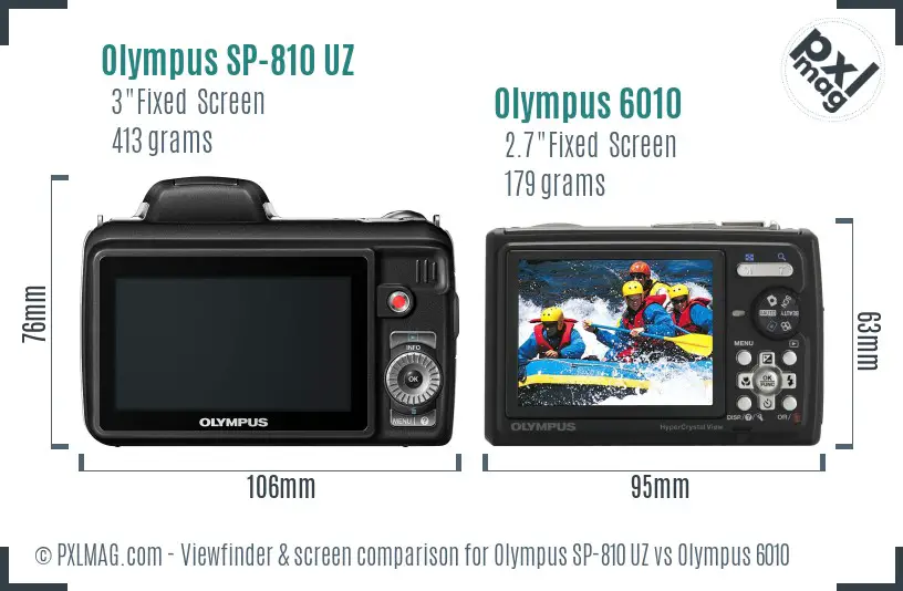 Olympus SP-810 UZ vs Olympus 6010 Screen and Viewfinder comparison