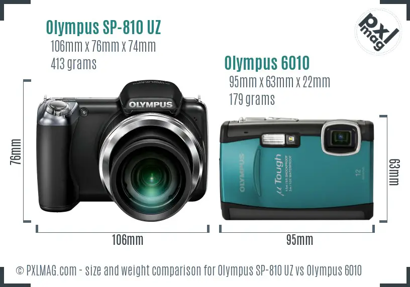 Olympus SP-810 UZ vs Olympus 6010 size comparison