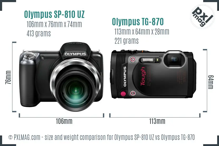 Olympus SP-810 UZ vs Olympus TG-870 size comparison