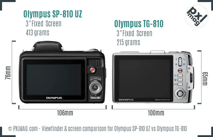 Olympus SP-810 UZ vs Olympus TG-810 Screen and Viewfinder comparison