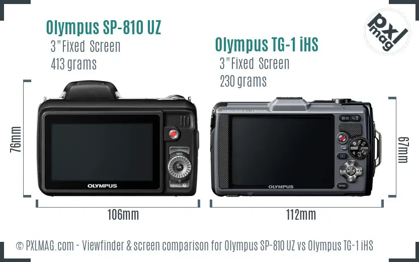 Olympus SP-810 UZ vs Olympus TG-1 iHS Screen and Viewfinder comparison