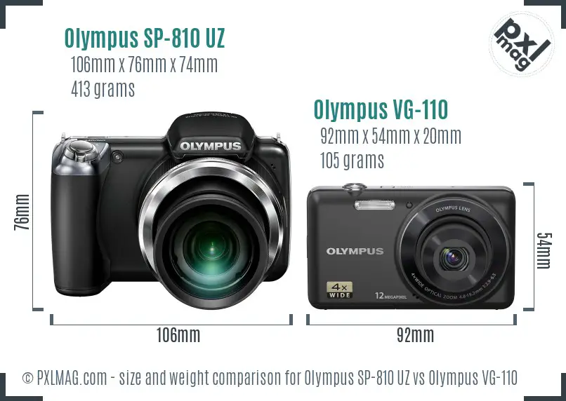 Olympus SP-810 UZ vs Olympus VG-110 size comparison