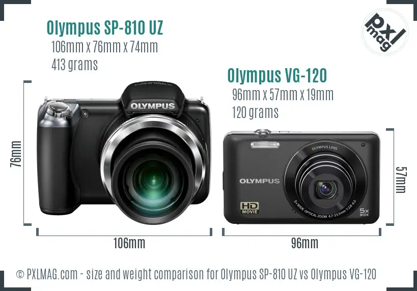 Olympus SP-810 UZ vs Olympus VG-120 size comparison