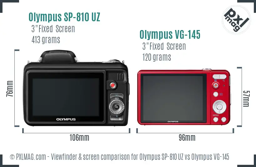 Olympus SP-810 UZ vs Olympus VG-145 Screen and Viewfinder comparison