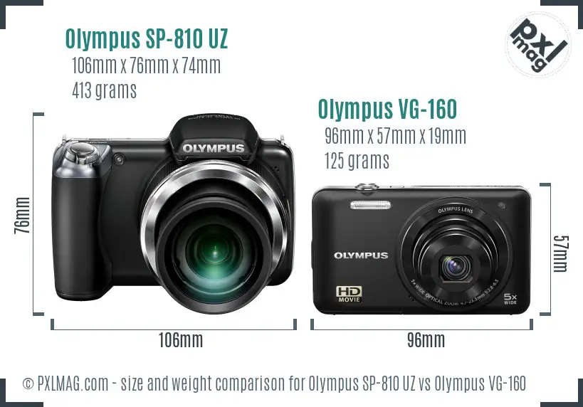 Olympus SP-810 UZ vs Olympus VG-160 size comparison