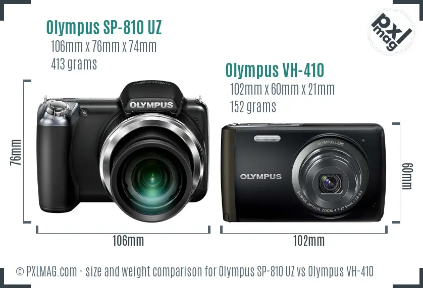 Olympus SP-810 UZ vs Olympus VH-410 size comparison