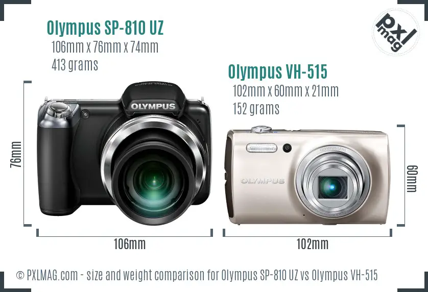 Olympus SP-810 UZ vs Olympus VH-515 size comparison