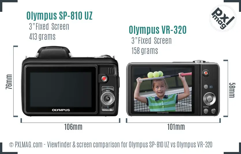 Olympus SP-810 UZ vs Olympus VR-320 Screen and Viewfinder comparison