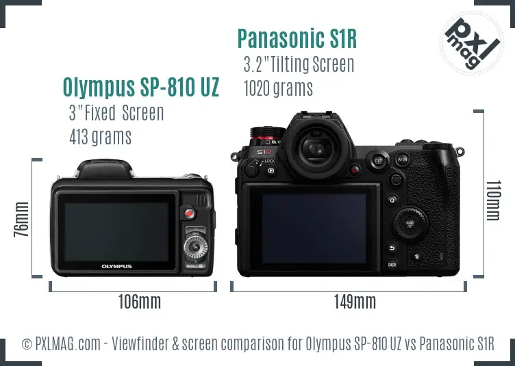Olympus SP-810 UZ vs Panasonic S1R Screen and Viewfinder comparison