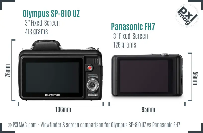 Olympus SP-810 UZ vs Panasonic FH7 Screen and Viewfinder comparison