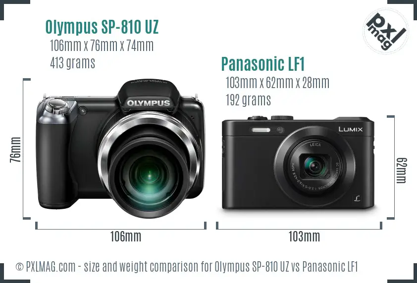 Olympus SP-810 UZ vs Panasonic LF1 size comparison