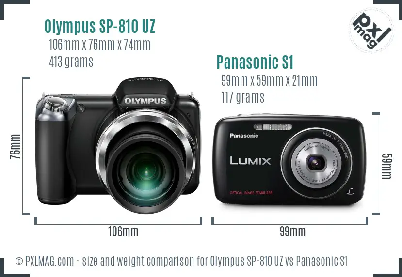 Olympus SP-810 UZ vs Panasonic S1 size comparison