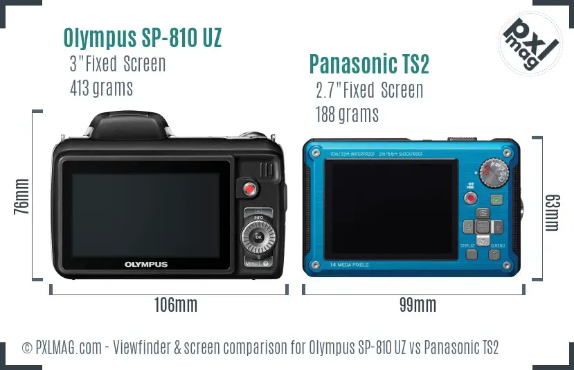 Olympus SP-810 UZ vs Panasonic TS2 Screen and Viewfinder comparison