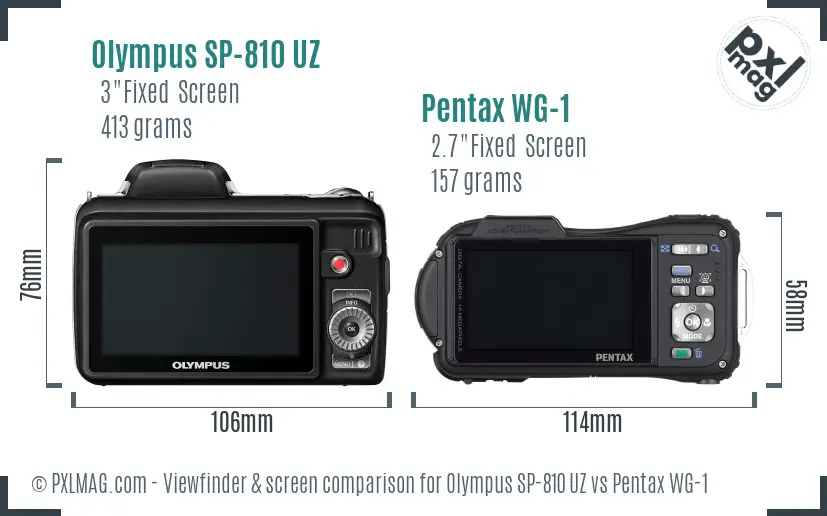 Olympus SP-810 UZ vs Pentax WG-1 Screen and Viewfinder comparison