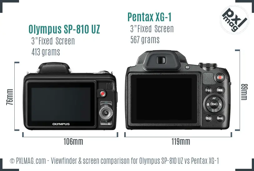 Olympus SP-810 UZ vs Pentax XG-1 Screen and Viewfinder comparison Olympus SP-810 UZ vs Pentax XG-1 Screen and Viewfinder comparison