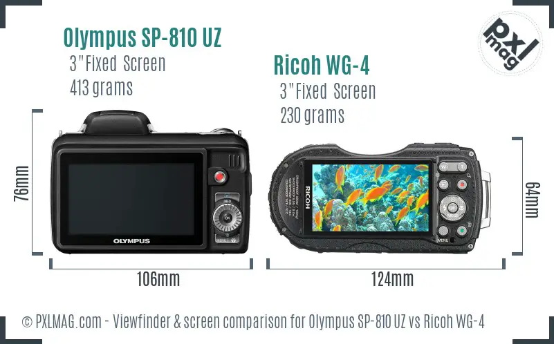 Olympus SP-810 UZ vs Ricoh WG-4 Screen and Viewfinder comparison