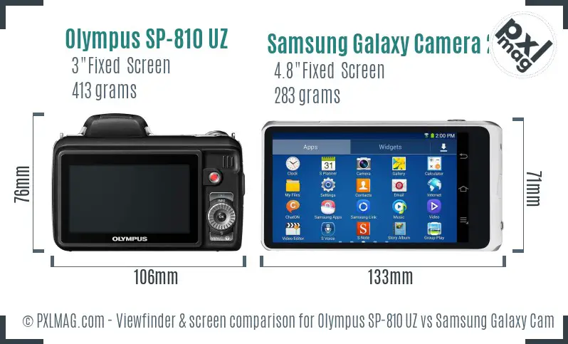 Olympus SP-810 UZ vs Samsung Galaxy Camera 2 Screen and Viewfinder comparison