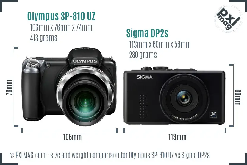 Olympus SP-810 UZ vs Sigma DP2s size comparison