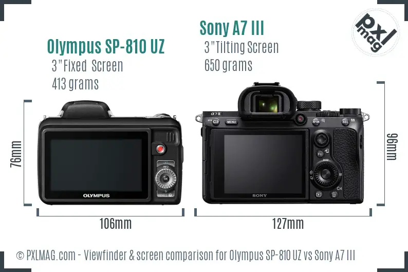 Olympus SP-810 UZ vs Sony A7 III Screen and Viewfinder comparison