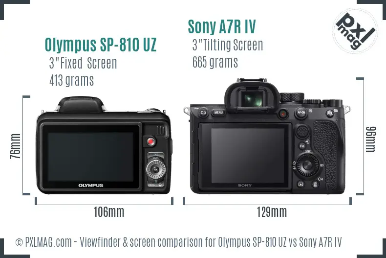 Olympus SP-810 UZ vs Sony A7R IV Screen and Viewfinder comparison