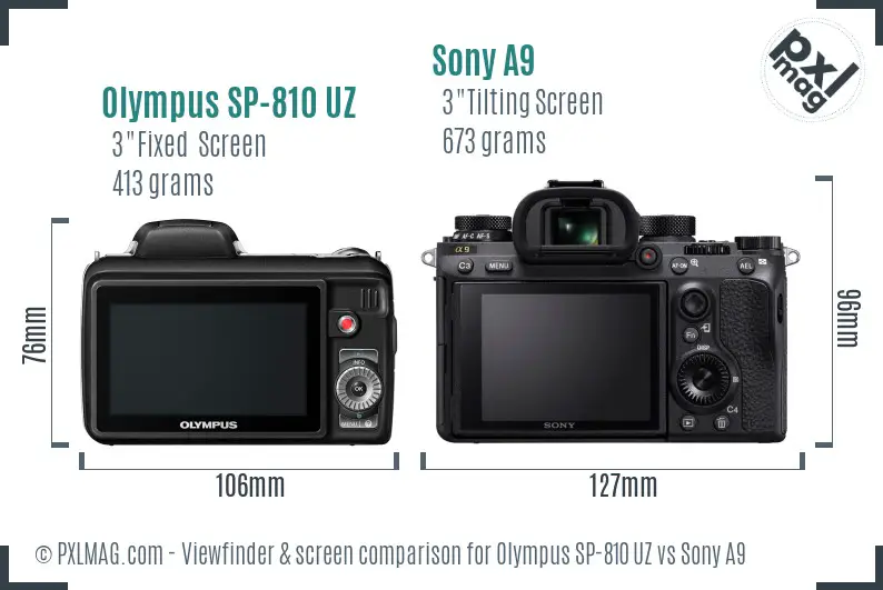 Olympus SP-810 UZ vs Sony A9 Screen and Viewfinder comparison