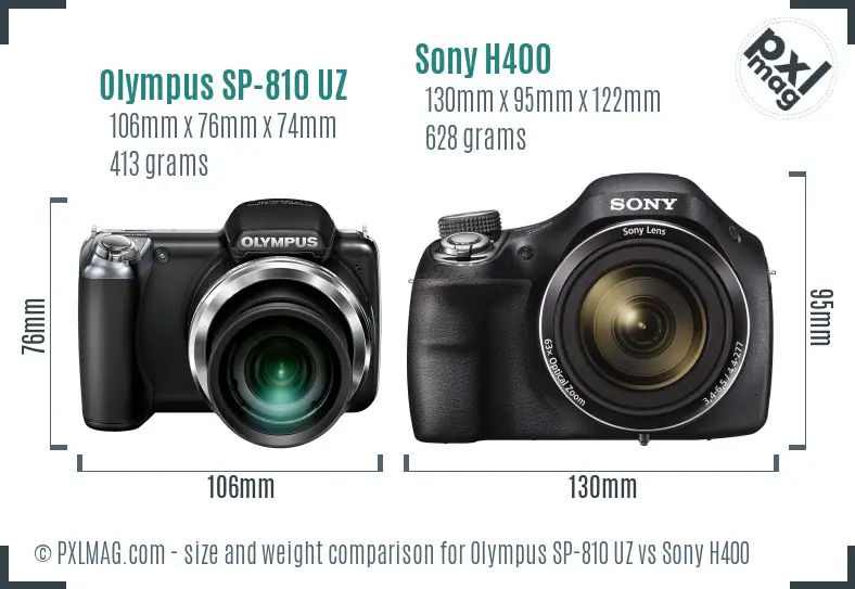 Olympus SP-810 UZ vs Sony H400 size comparison