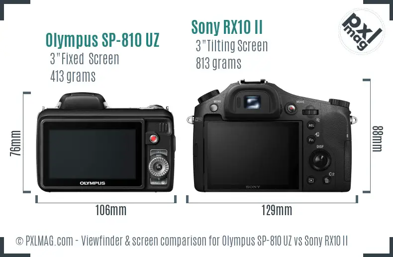 Olympus SP-810 UZ vs Sony RX10 II Screen and Viewfinder comparison