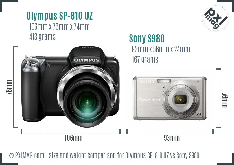 Olympus SP-810 UZ vs Sony S980 size comparison Olympus SP-810 UZ vs Sony S980 size comparison