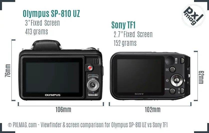 Olympus SP-810 UZ vs Sony TF1 Screen and Viewfinder comparison