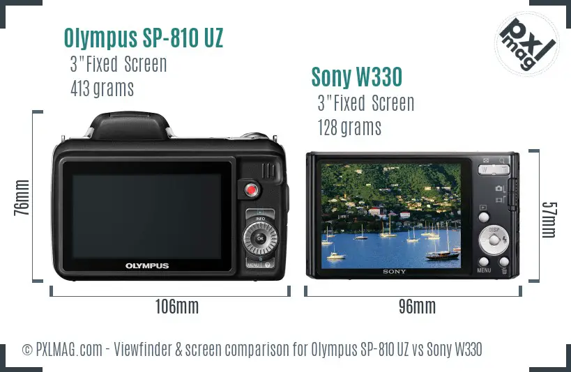 Olympus SP-810 UZ vs Sony W330 Screen and Viewfinder comparison Olympus SP-810 UZ vs Sony W330 Screen and Viewfinder comparison